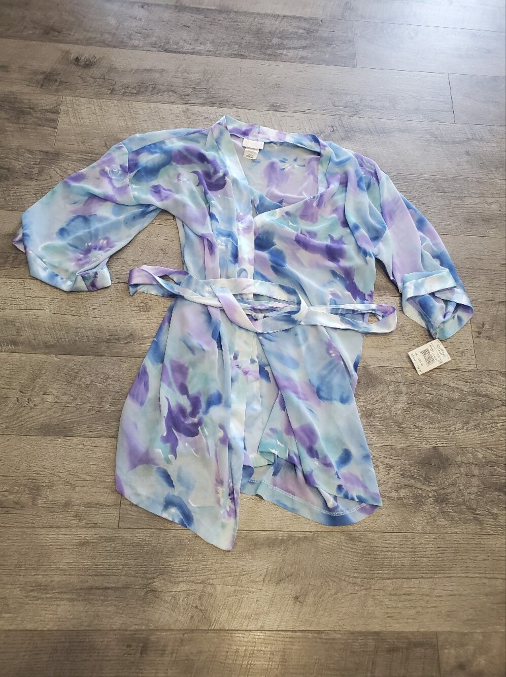 California Dynasty Floral Blue Lingerie Robe